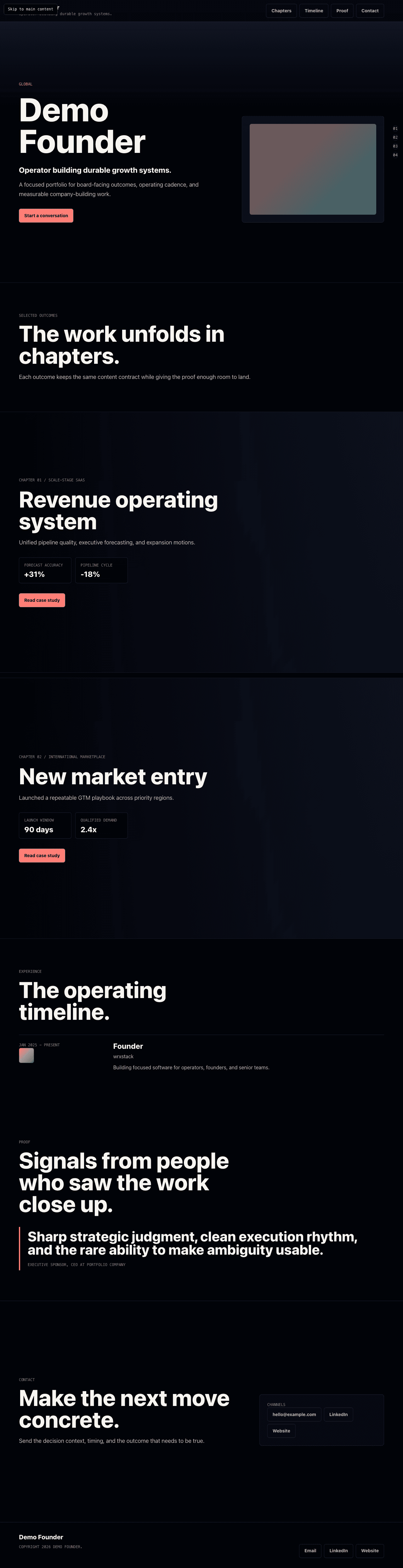 Story design. Example portfolio rendered on desktop.