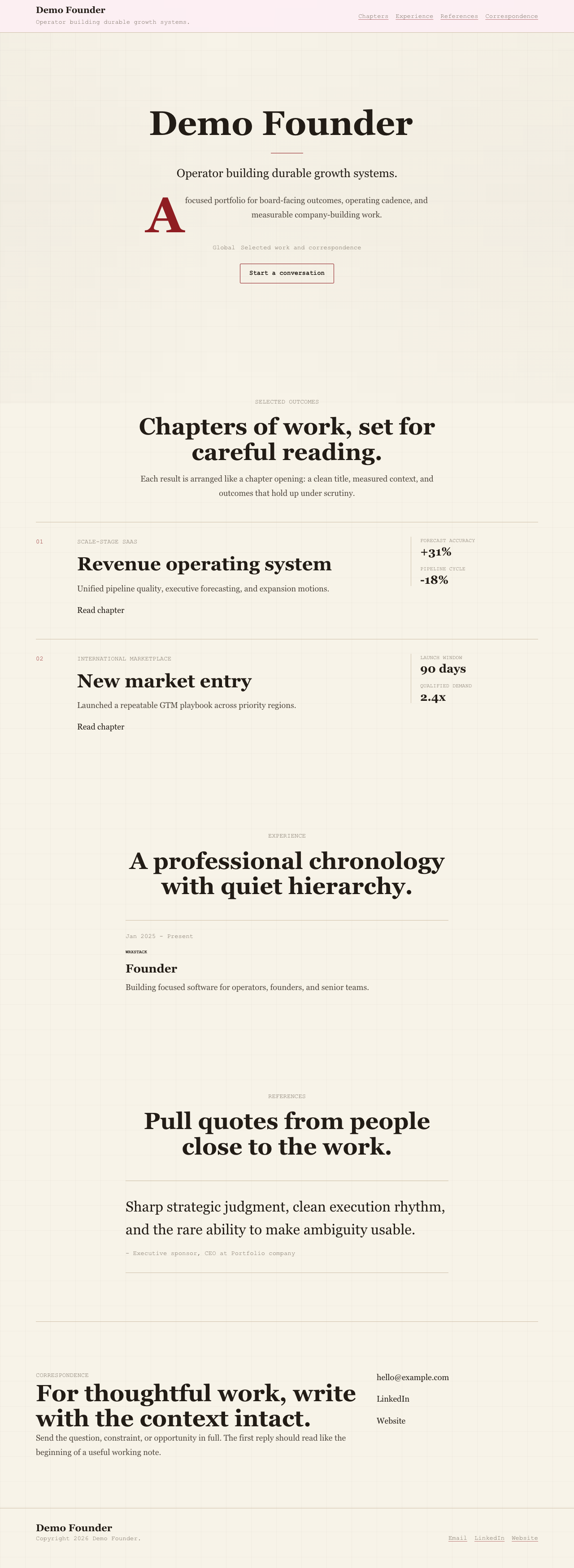 Print design. Example portfolio rendered on desktop.