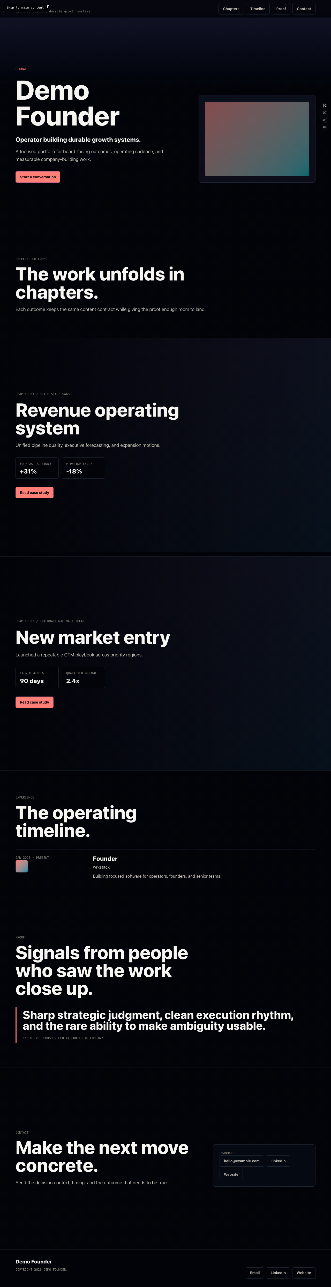 Story design. Example portfolio rendered on desktop.